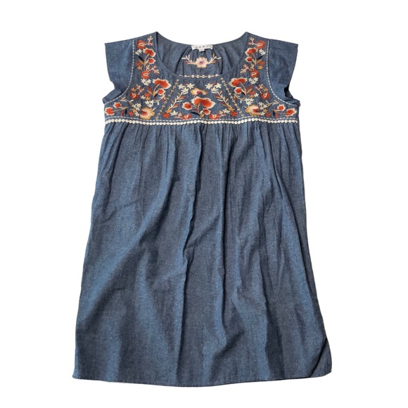 THML Blue Chambray Floral Dress Large